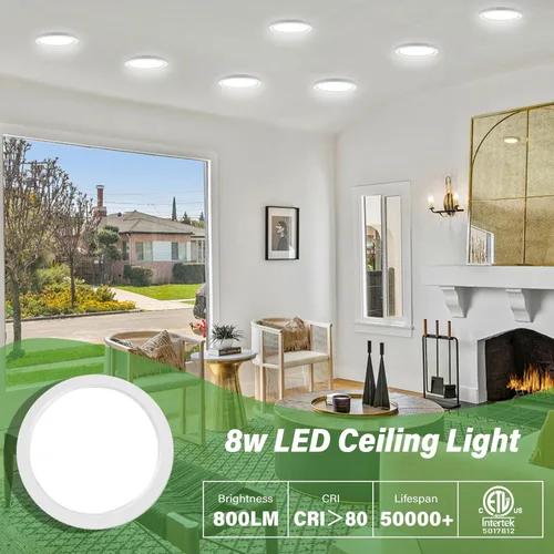 Vista 6 de Lámpara de techo de montaje empotrado de 5.4 pulgadas regulable con ETL CERT, luces LED blancas de 5000 K, lámpara de techo redonda ultrafina