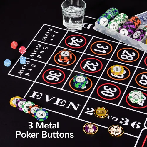 Vista 3 de Tapete de póquer de doble cara, 63 x 31 pulgadas, tablero de póquer Texas Holdem y tapete reversible de blackjack, tapete antideslizante de mesa