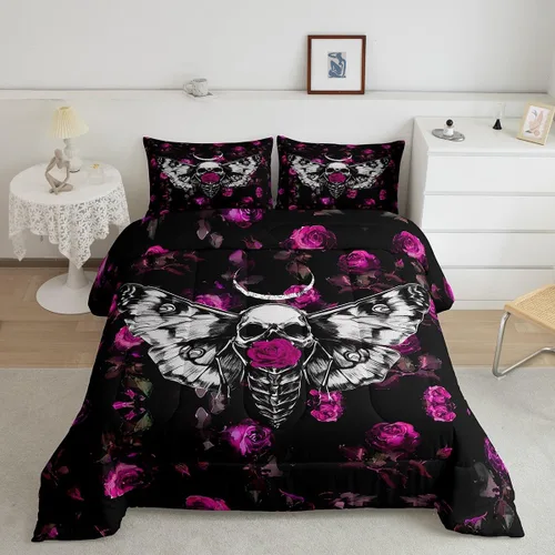 Vista 9 de Erosebridal Juego de ropa de cama de guepardo con rosa azul, juego de edredón con estampado de leopardo y gato, edredón romántico de plumón