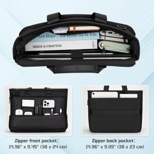 Vista 5 de RAINYEAR 15.6 Inch Laptop Bag for Men Women, Waterproof Expandable Large Capacity Laptop Shoulder Bag Carrying Bag Briefcase