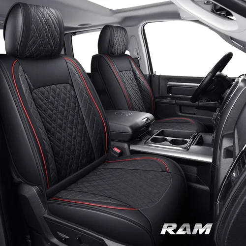 Vista 12 de YIERTAI - Fundas de asiento de vehículo compatibles con Dodge Ram 2009-2023, 1500, 2500 y 3500, camioneta pickup, protectores de asiento de cuero