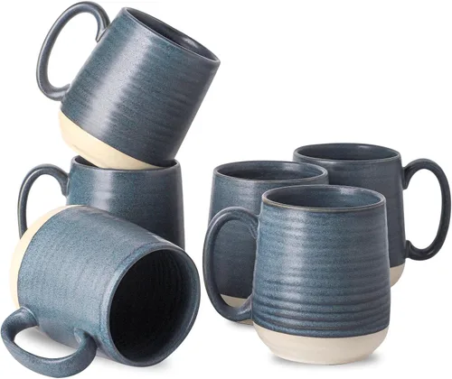 Vista 10 de Juego de tazas de café de cerámica grandes - 15 oz tazas de café con mango de porcelana, juego de 4 con mango, perfectas para capuchino, té, moca