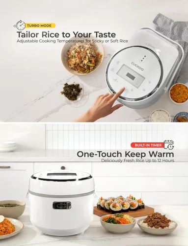 Vista 6 de CUCKOO Micom - Olla arrocera de 8 tazas sin cocer / 16 tazas cocidas con olla interior antiadherente, arrocera grande con 9 opciones de menú