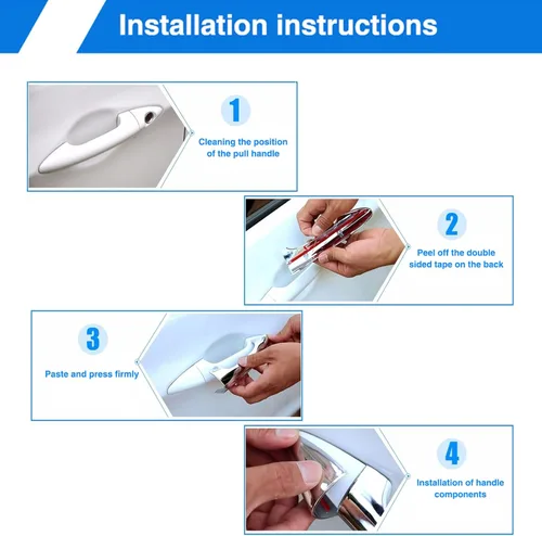 Vista 4 de Cubierta de manija de puerta, cubierta de manija de puerta de automóvil, cubierta de protección para Nissan Navara NP300 Frontier 2015‑2019