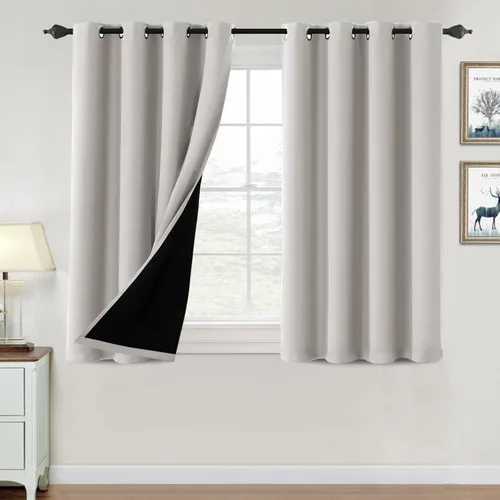 Vista 55 de H.VERSAILTEX Cortinas 100% de opacidad para dormitorio, con aislamiento térmico, cortinas opacas de 63 pulgadas de largo, cortinas de bloqueo