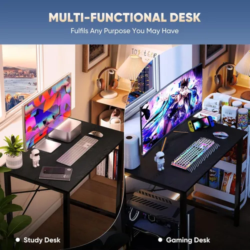 Vista 76 de DUMOS Escritorio de oficina pequeño de 32 pulgadas para computadora de estilo moderno y simple, mesa de trabajo de estudio para el dormitorio