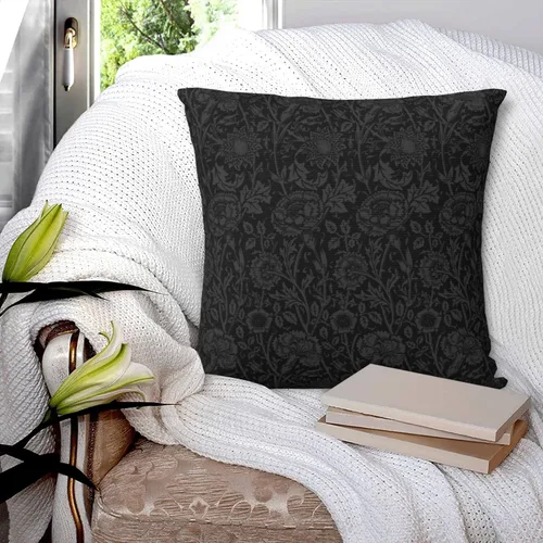 Vista 4 de William Carnations - Fundas de almohada morris con diseño floral negro y gris, 18 x 18 pulgadas, almohada estética para dormitorio, funda