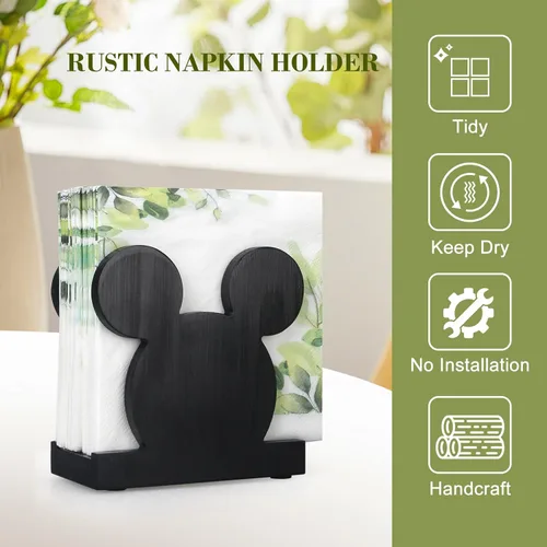 Vista 6 de Bonito servilletero de madera para decoración de mesa, servilletero de cocina, accesorios de escritorio de baño, moderno soporte de servilleta
