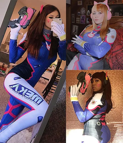 Vista 3 de DAZCOS DVa Traje de cuerpo completo para Cosplay o Disfraz, Tamaño EE. UU., Azul