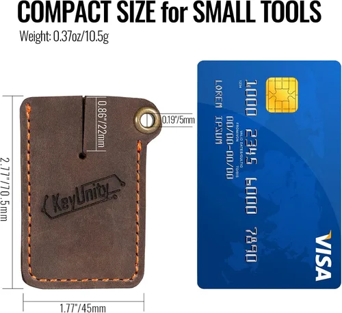Vista 3 de KeyUnity Funda de cuero EDC organizador de bolsillo cosido a mano bolsa deslizante