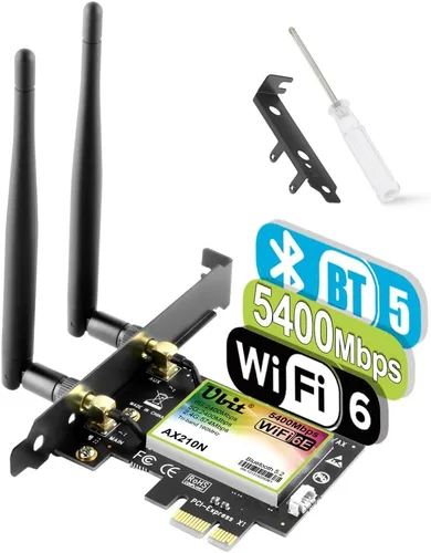 Ubit Tarjeta WiFi PCIE de 5400 Mbps Intel 6E Chipset (6 GHz, 5 GHz y 2.4 GHz) Tarjeta WiFi PCIe BT 5.3, adaptador WiFi con OFDMA, latencia ultra