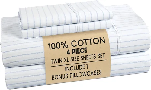 Vista 10 de Casa Platino Juego de sábanas Twin – Sábanas Twin 100% algodón con 2 fundas de almohada, sensación ligera y ajuste seguro, tejido percal crujiente