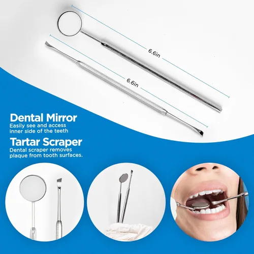 Vista 4 de 4tified Herramientas dentales Kit de higiene 4 piezas de acero inoxidable francés profesional limpieza de dientes uso doméstico placa eliminación