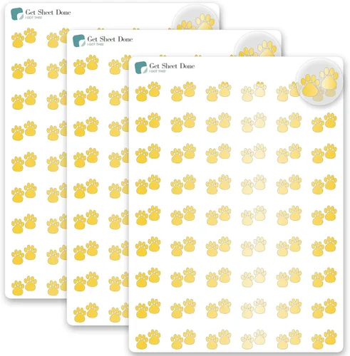 Vista 8 de Paw - Calcomanías para planificador de mascotas, 54 láminas doradas (1/2 pulgadas), recordatorio de medicamentos para el cuidado de perros y gatos
