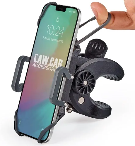 CAW.CAR Accessories Soporte de teléfono para bicicleta y motocicleta - para iPhone 17 (16, Xr, SE, Plus/Max) o cualquier teléfono celular - Soporte