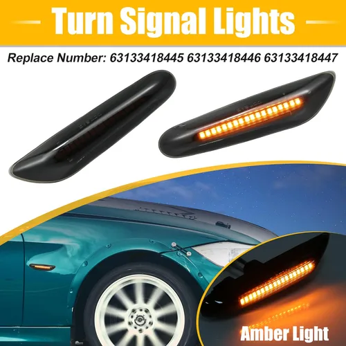 Vista 2 de X AUTOHAUX Señales de giro laterales LED completas para BMW 1 3 5 Serie E36 E46 E60 E87 E90 E92 X1 X3 63133418447 63133418448 Ensamblajes de luz