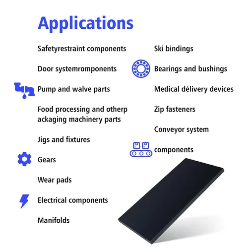 Vista 6 de Hoja de plástico de copolímero Delrin/Acetal negro, plástico de ingeniería de alto rendimiento para mecanizado CNC, bricolaje y aplicaciones