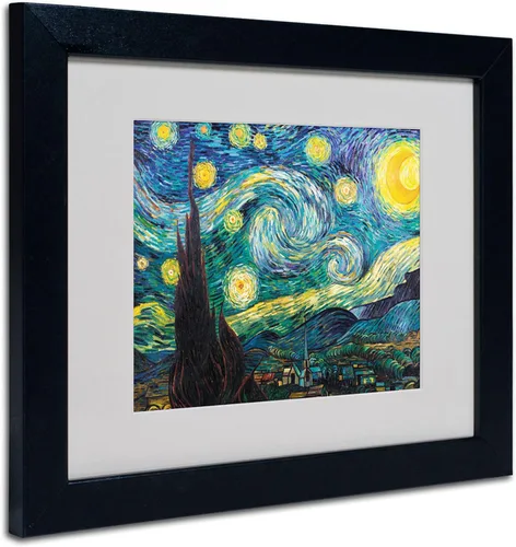 Vista 6 de Vincent Van Gogh Starry Night - Lienzo decorativo enmarcado, 16 x 20 pulgadas, negro