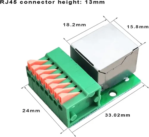 Vista 2 de Terminal de conexión Ethernet RJ45 de 2 piezas - RJ45 8P8C hembra a 8Pin adaptador Terminal Breakout, tipo de prensa rápida Conector de interfaz