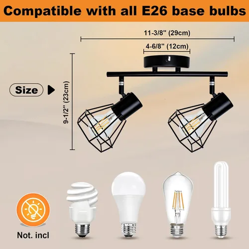 Vista 4 de Kit de iluminación de pista LED LTBLIGHT, lámpara de techo direccional de 2 luces, accesorio de iluminación de techo con jaula de alambre metálico