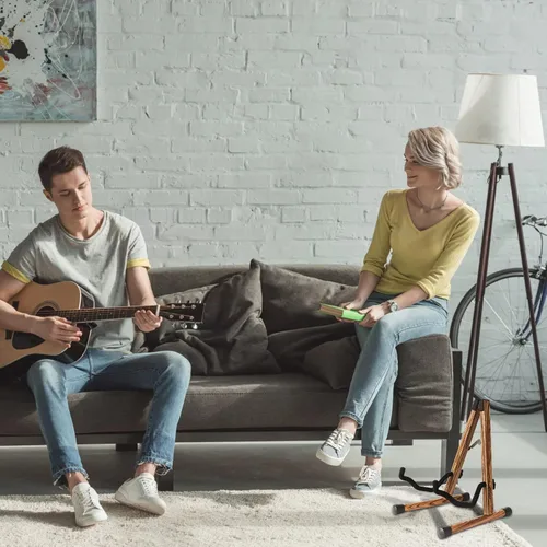 Vista 8 de SNIGJAT Soporte de Guitarra de Madera, Soporte de Guitarra Acústica con Espuma Acolchada, Soporte de Guitarra Eléctrica Clásica, Soporte