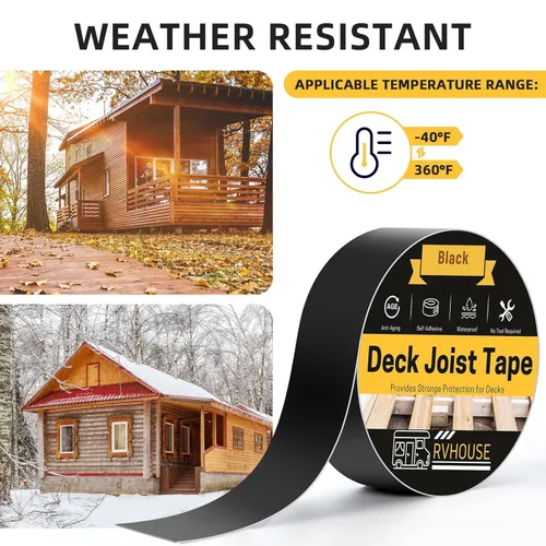 Vista 5 de Cinta de vigueta de cubierta de 2 pulgadas x 50 pies, cinta sellante de butilo impermeable para protección de cubierta, sellador ideal