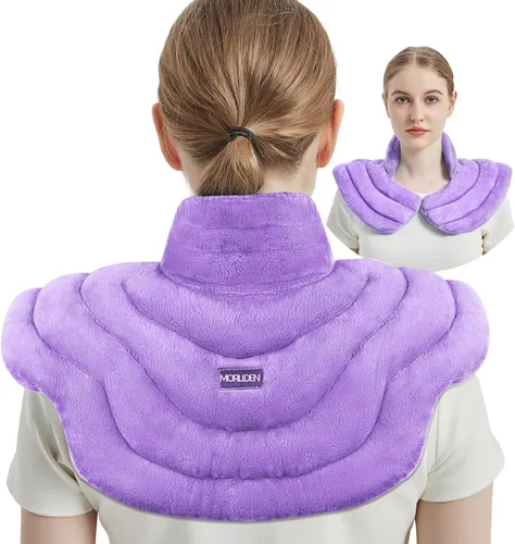 Vista 11 de Almohadilla térmica para microondas con funda lavable, almohadilla térmica de microondas de 8 x 18 pulgadas para cuello y hombros, bolsa de frijoles