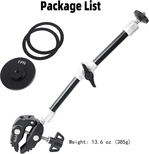 Vista 7 de Soporte magnético para teléfono totalmente metálico con súper abrazadera y brazo largo de 10 pulgadas para Magsafe, soporte ajustable para espejo