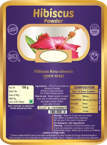 Generic Polvo de flor de hibisco - Polvo Gudhal para el cabello para paquete facial y mascarilla capilar, hibisco puro natural Rosa-Sinensis Cuidado