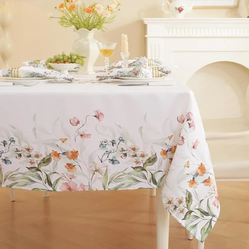 Vista 9 de Honellaty Summer Tablecloth Rectangle, Watercolor Eucalyptus Leaves Table Cloth, Stain Resistant Wrinkle Free Table Cover for Party Picnic Daily