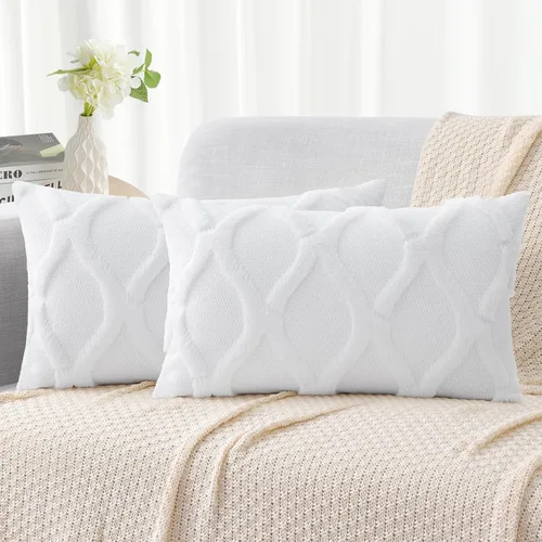Vista 43 de decorUhome - Juego de 2 fundas de cojín decorativas para primavera de 16 x 16 pulgadas, fundas de almohada afelpadas de lana y piel sintética suave