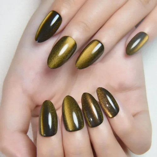 Vista 39 de evpct-Uñas postizas de gel a presión estilo bailarina y ojo de gato; cuadradas y medianas, con pegamento, reutilizables, suaves, acrílicas