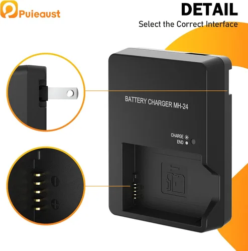 Vista 4 de Cargador de batería de pared MH-24 para Nikon EN-EL14 EN-EL14A batería para Nikon D5300 D3400 D5500 D5200 D3100 D3200 D3300 D3500 D5600 D5100 DF