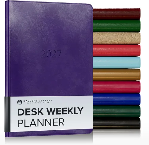 Vista 80 de Gallery Leather Agenda semanal grande 2026-2027 Acadia Hydrangea Hortensia Acadia