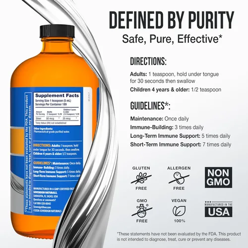 Vista 5 de Sovereign Silver Hidrosol de plata Bio-Active para apoyo inmunológico - Plata coloidal - 10 ppm, 4oz (4.0 fl oz) - Gotero