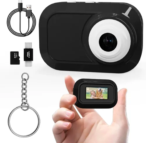 Mini cámara con llavero con 14M 1080P FHD, mini cámara digital de bolsillo, pequeñas cámaras portátiles de 0.96 pulgadas, grabadora de video con