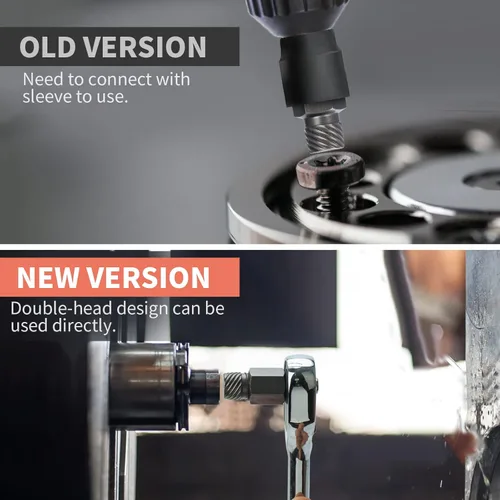 Vista 2 de REBRA Juego de 27 piezas extractores de tornillos, kit removedor de pernos de cabeza doble de impacto de 3/8 pulgadas Easy Out, cabeza hexagonal