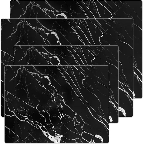Vista 2 de Murrey Home Juego de tablas de cortar de vidrio para encimera de cocina, tablas de cortar de vidrio templado aptas para lavavajillas, pequeña Mármol