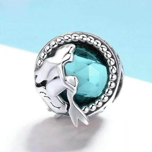 Vista 2 de Abalorio de sirena del océano original de plata de ley 925 con cuentas de oro rosa y estrella de mar para pulseras, Plata esterlina