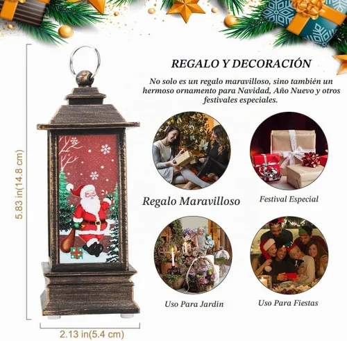 Vista 6 de Linterna de globo de nieve de Navidad, linterna musical de globo de nieve, linterna de mesa de Navidad, luz de villancico, linternas de agua Papá