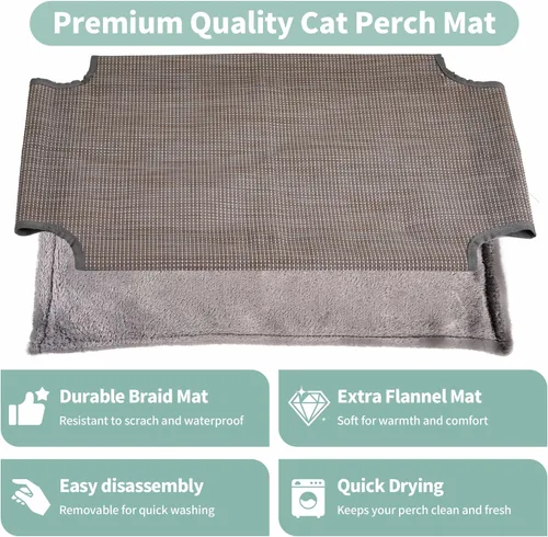 Vista 3 de Hamaca para ventana para gatos, con ventosa para gatos de uso pesado en interiores, cama impermeable resistente a los arañazos, diseño plegable que
