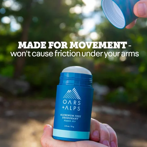 Vista 4 de Oars + Alps Desodorante sin aluminio para hombres Protección contra olores de larga duración, transparente y libre de residuos blancos