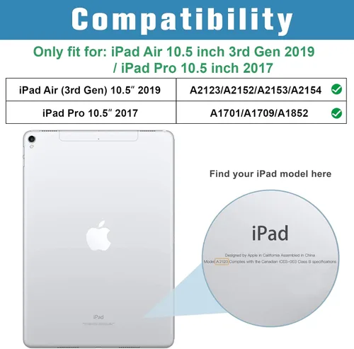 Vista 2 de ProCase Funda Inteligente para iPad Air de 10,5" 3ª Generación 2019 / iPad Pro 2017, Funda Delgada con Soporte con Parte Trasera Translúcida Negro