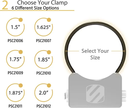 Vista 5 de SCOSCHE PSM21010-15 BaseClamp Base de espejo panorámico de 18 pulgadas con dos abrazaderas de tubo de 1.5 pulgadas para UTV de ATV y laterales x