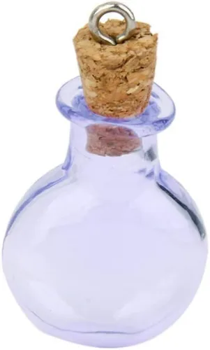 Vista 7 de Milisten Botellas pequeños frascos de vidrio 10 piezas mini botellas de vidrio frasco plano redondo botellas de deseos colgantes colgantes lindos