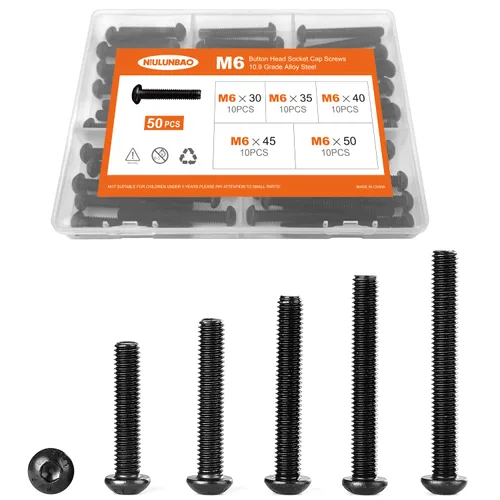 Vista 13 de Tornillos de cabeza de botón M3 x 6 mm, 8 mm, 10 mm, 12 mm, 16 mm, tornillos de cabeza de botón, acero de aleación de grado 10.9, acabado de óxido