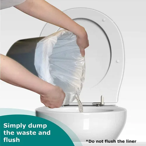 Vista 3 de Commode Liners – Paquete de 100 forros desechables para inodoro – Se adapta a todas las comodidades de cabecera estándar – Elimina olores – Nunca