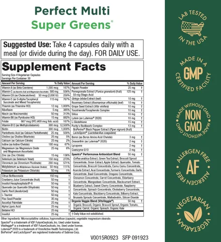 Vista 2 de Purity Products Perfect Multi Super Greens Suplemento dietético Nutrición Salud, 120