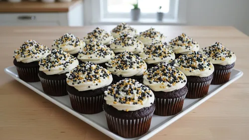 Vista 7 de NCS Gránulos comestibles Nonpareils negros, blancos y dorados – Decoración para cupcakes, pasteles y galletas, 7 onzas