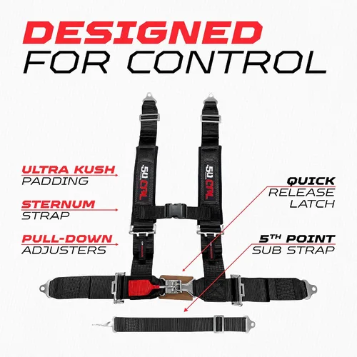Vista 7 de 5 Point Harness for Bucket Seat & Bypass Plug for Bucket Seat, 9 Color Options, Compatiable with Canam, Racing Harness, UTV Negro